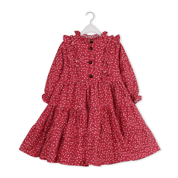 Mahroon Winter Flannel Dress